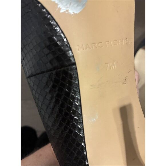 marc fisher Solid Black Darren Vegan Faux Snakeskin Pointed Toe Stilettos Pumps - Picture 8 of 8